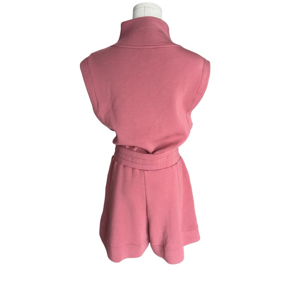 Varley - DoubleSoft Linvale Sleeveless Zip Front Playsuit Pink Sz S - Picture 6 of 11